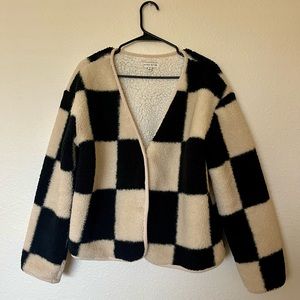 Anthropologie Moon River Checkered Sherpa Jacket